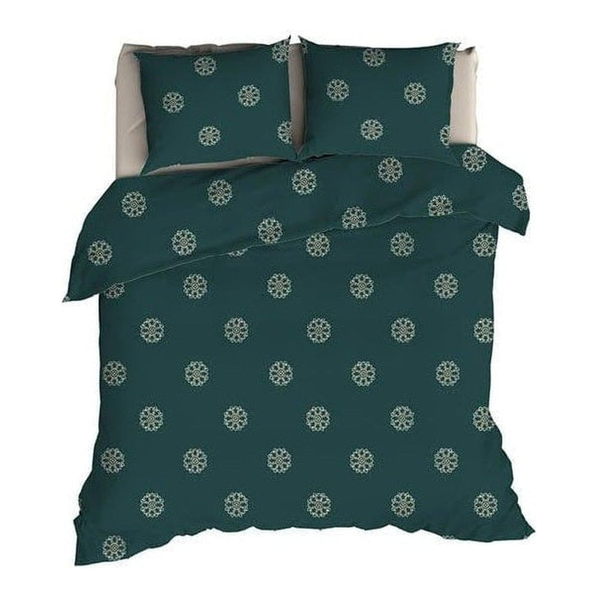 Romanette dekbedovertrek flanel Flocons Forest Green