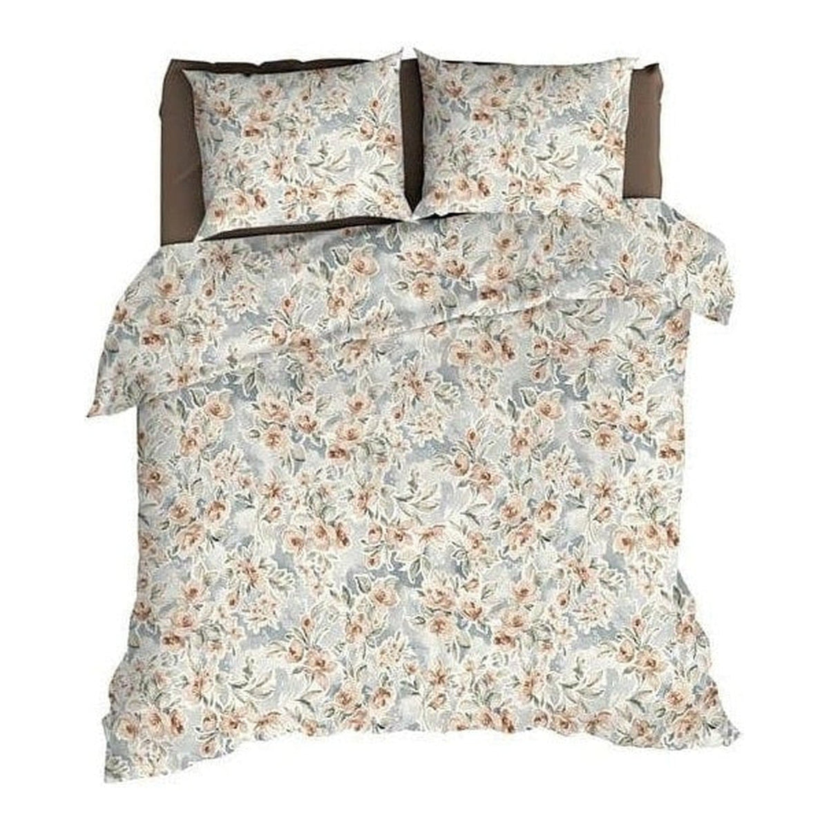 Romanette dekbedovertrek flanel Lana Taupe/Grijs