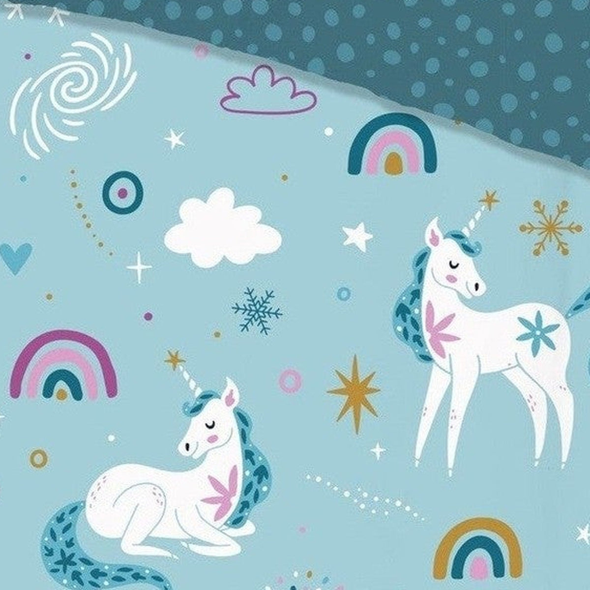 Good Morning Bettbezug Flanell Snowycorn Blue