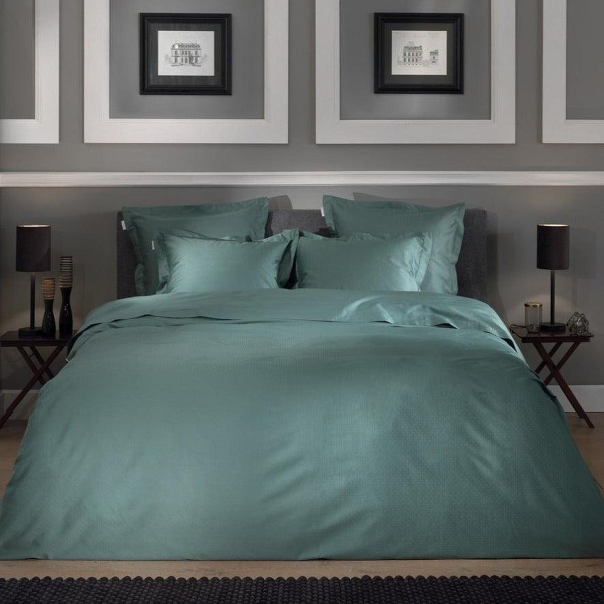 Heckettlane dekbedovertrek Punto Mineral Green satijn