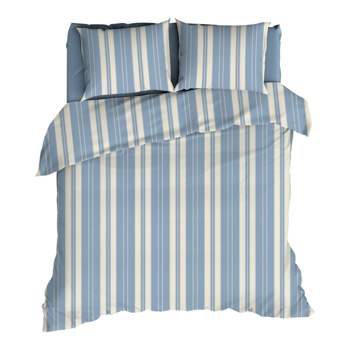 Romanette dekbedovertrek flanel Nendaz Beige/Blauw
