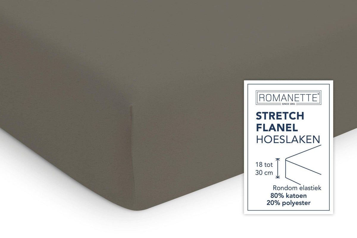 Romanette hoeslaken Stretch flanel antraciet