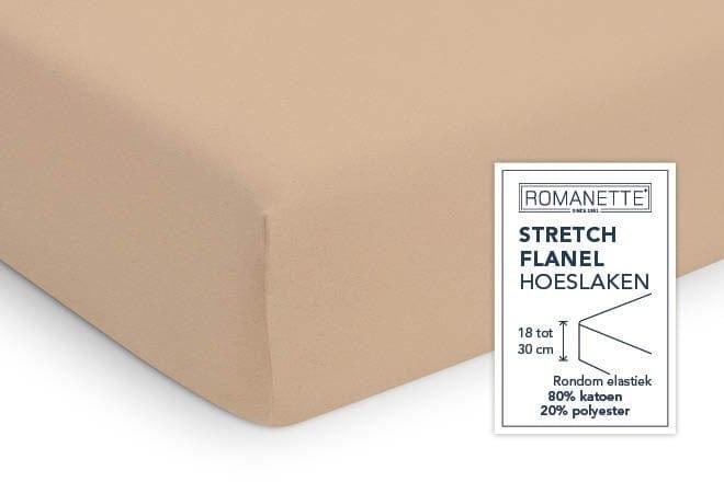 Romanette hoeslaken Stretch flanel camel