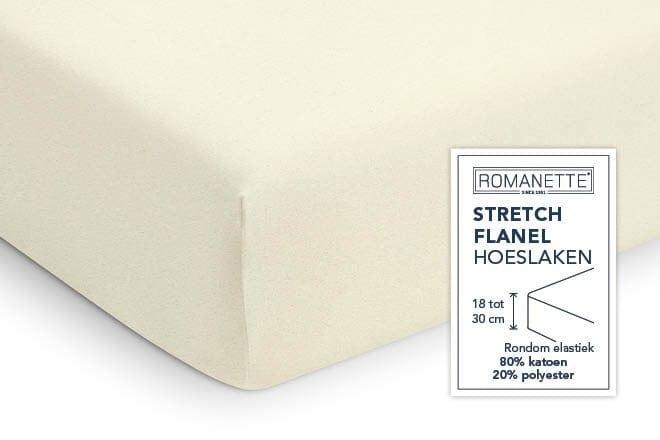 Romanette hoeslaken Stretch flanel ivoor