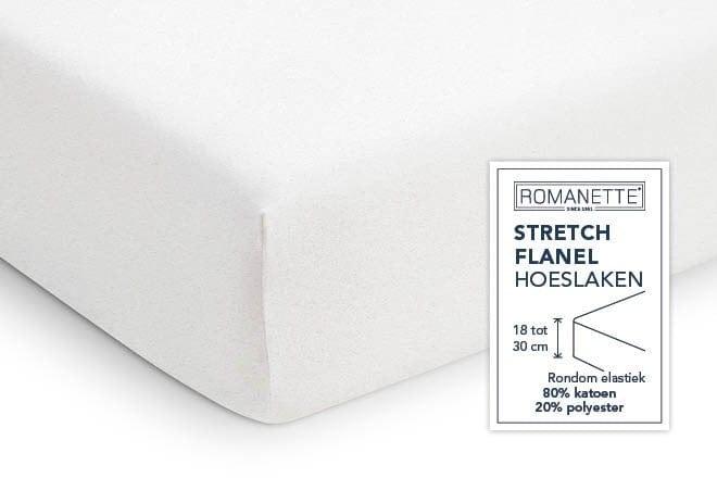 Romanette hoeslaken Stretch flanel wit