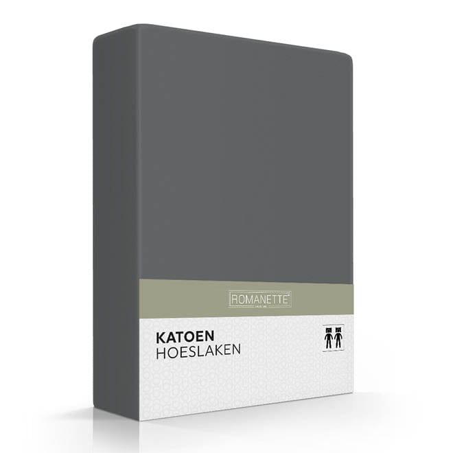 Romanette hoeslaken Basic katoen antraciet
