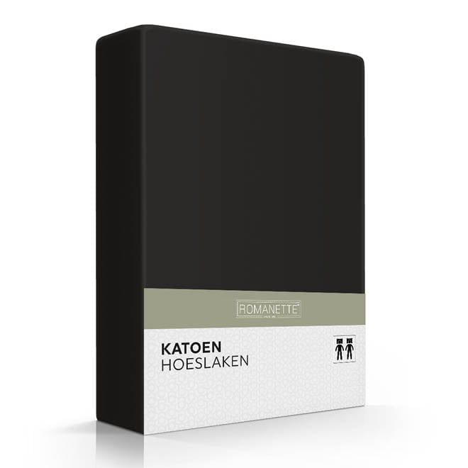 Romanette hoeslaken Basic katoen zwart