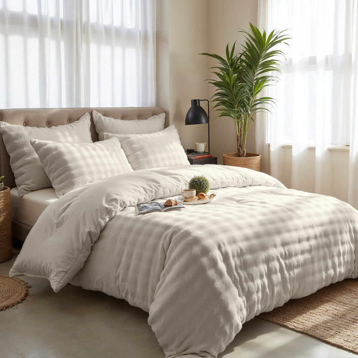 Sleeptime Dekbedovertrek Nepbont Pompom Beige