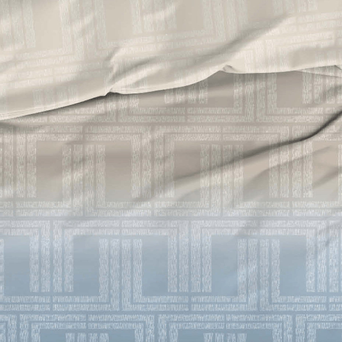 Satin d'Or dekbedovertrek satijn Albenga blauw / beige