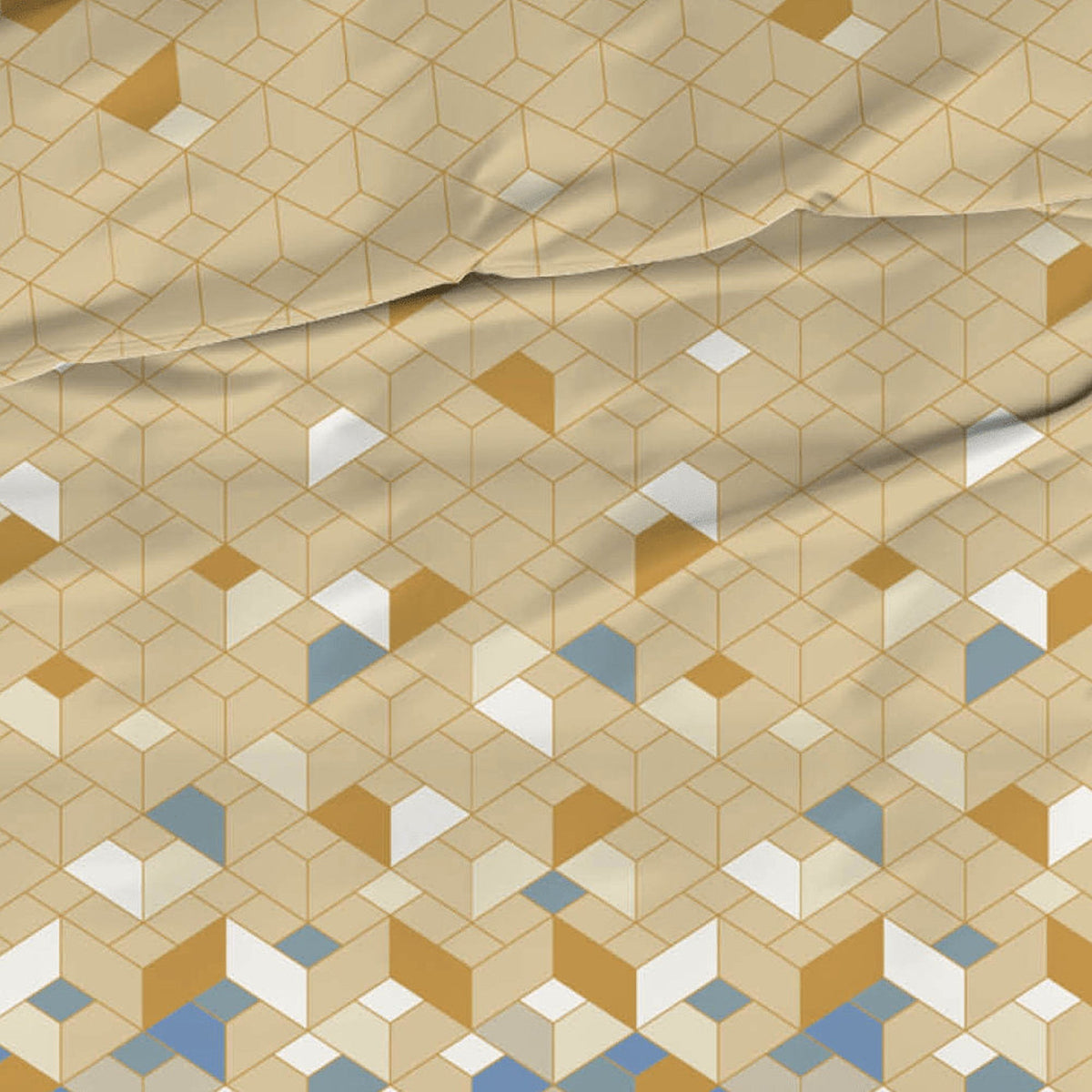 Satin d'Or dekbedovertrek satijn Scoop, Blauw/Beige