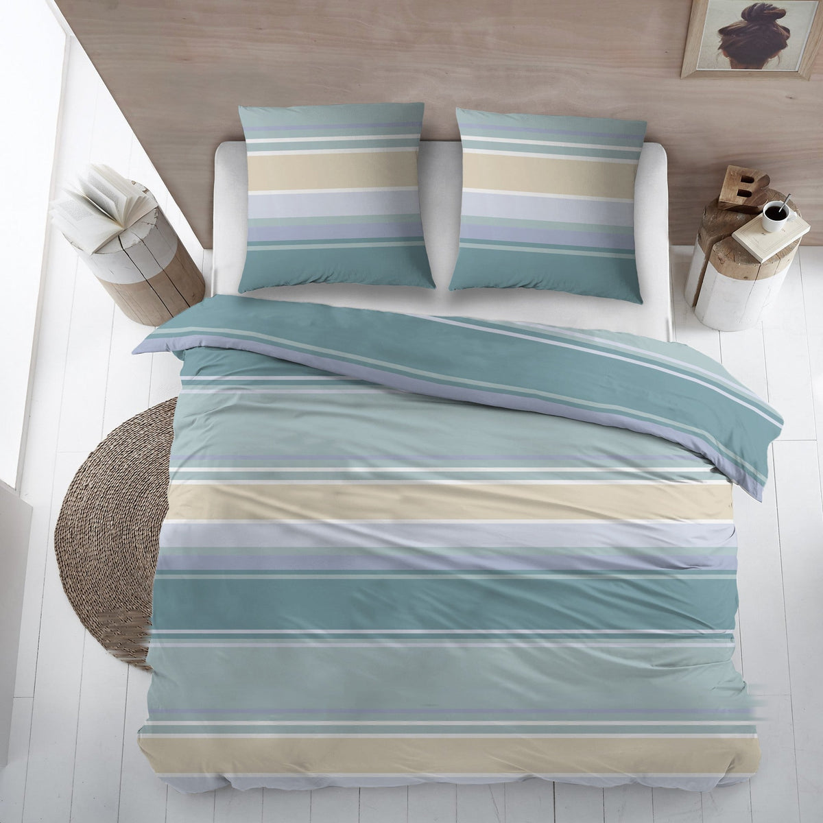 Sleepnight dekbedovertrek flanel Paulien turquoise