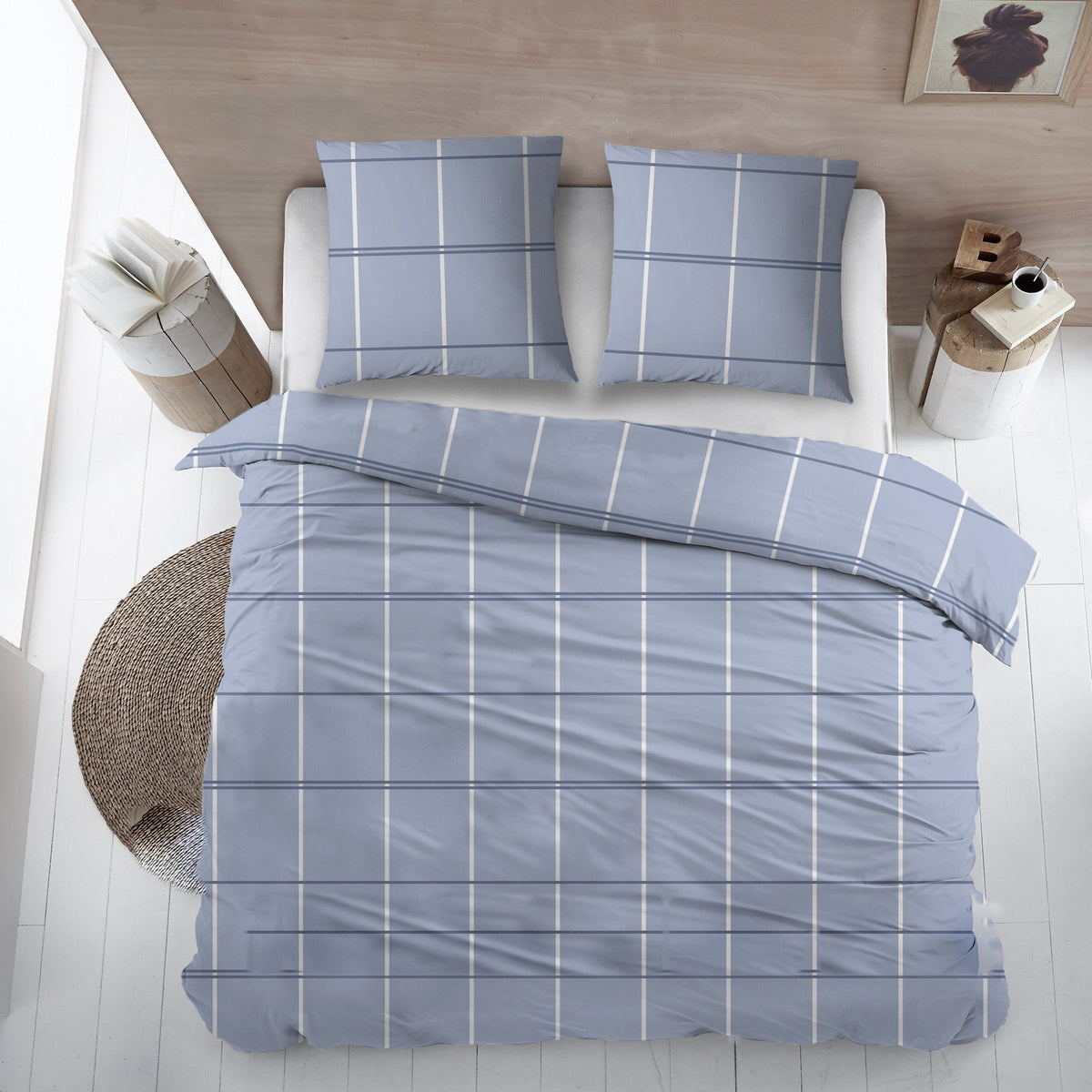 Sleepnight dekbedovertrek flanel Pommelin blauw