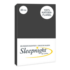 Sleepnight Hoeslaken Flanel 30 cm Antraciet