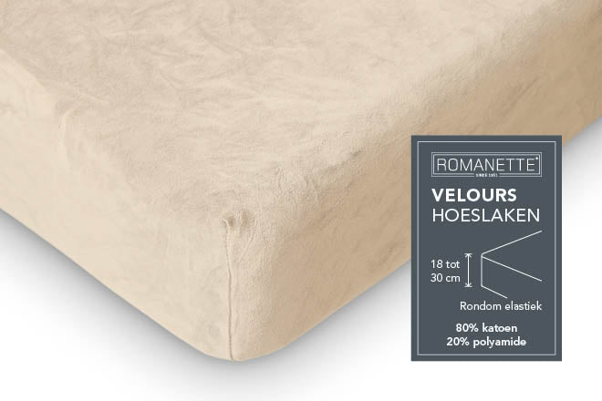 Romanette hoeslaken velours beige #kleur_beige