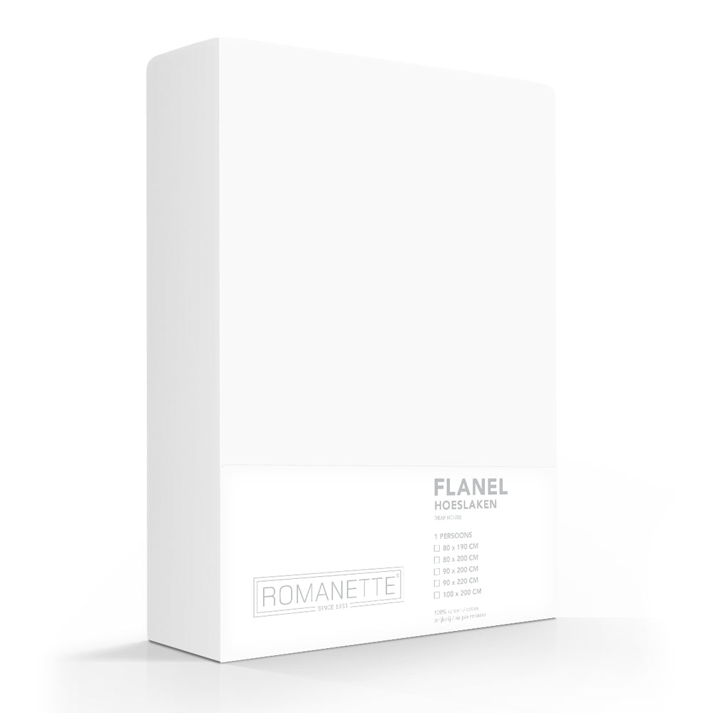 Romanette hoeslaken flanel wit #kleur_wit