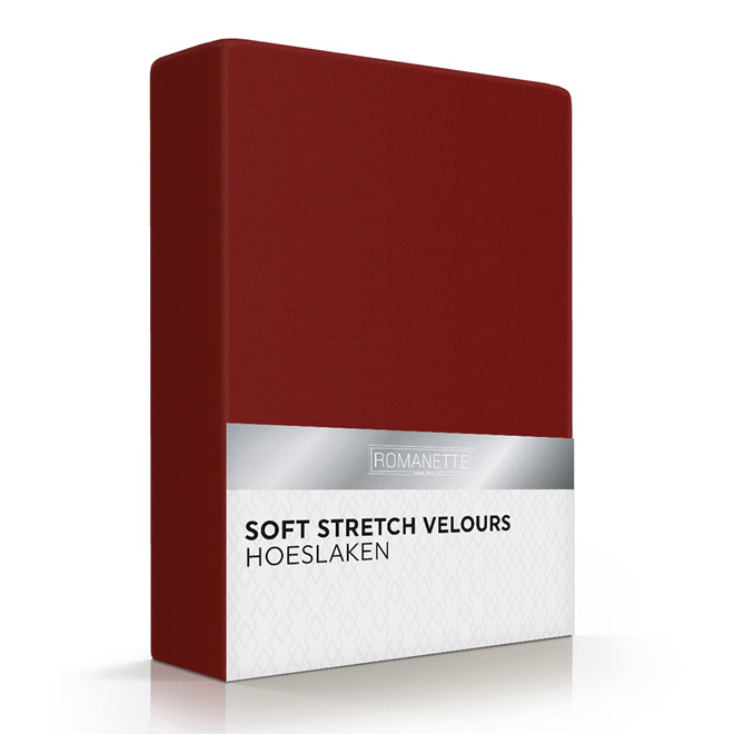 Romanette hoeslaken velours wit #kleur_bordeaux