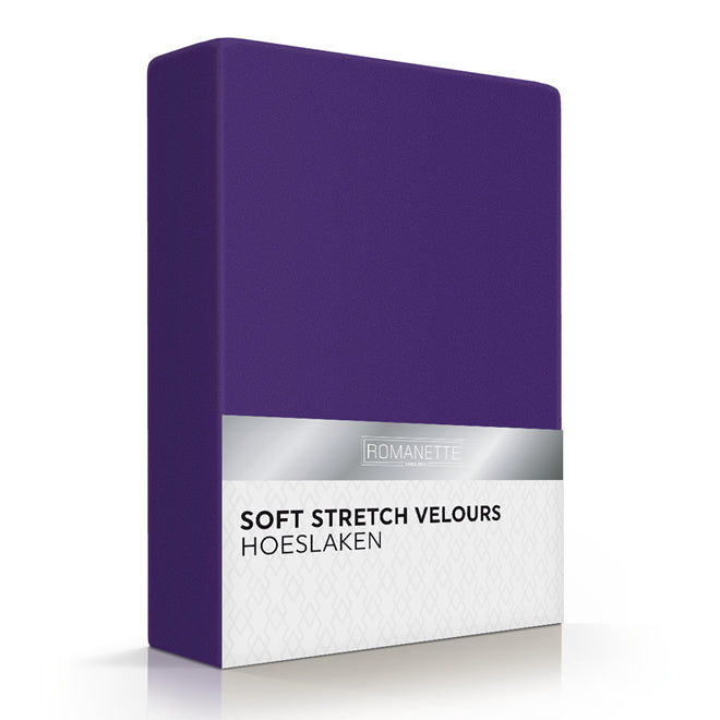 Romanette hoeslaken velours wit #kleur_purper