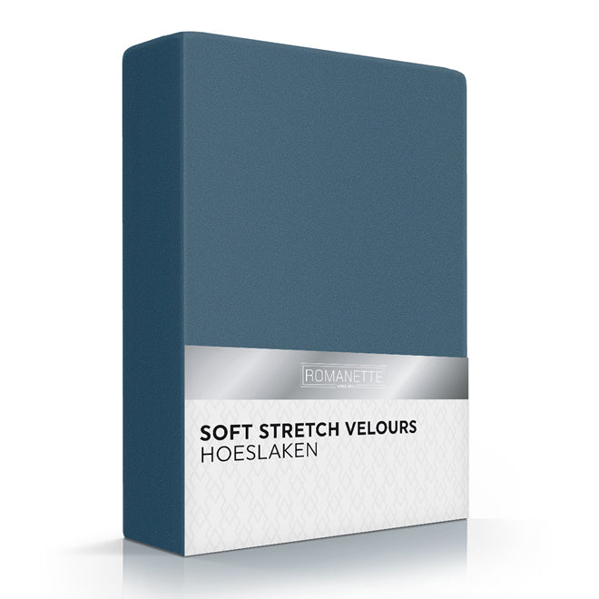 Romanette hoeslaken velours wit #kleur_teal