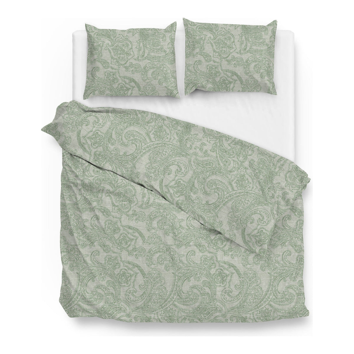 Zo Home dekbedovertrek Paisley Di Lino Moss Green katoen
