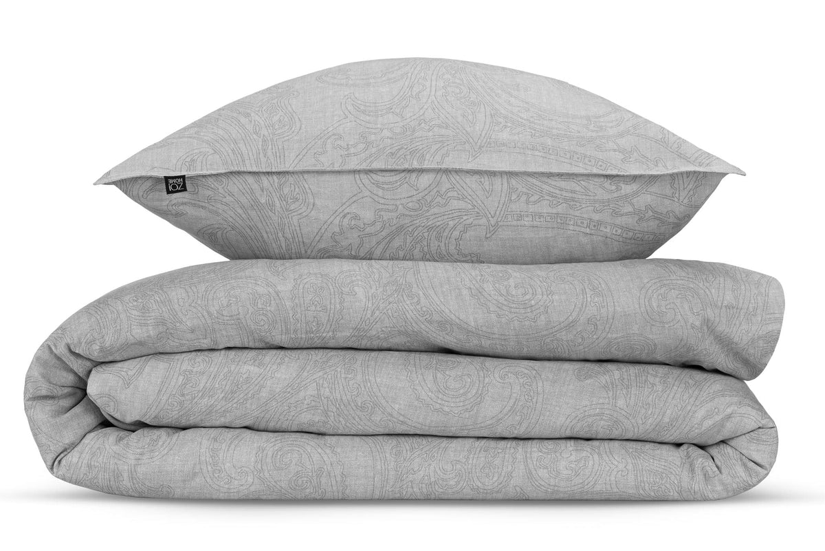 Zo Home dekbedovertrek katoen Paisley di Lino Dove Grey