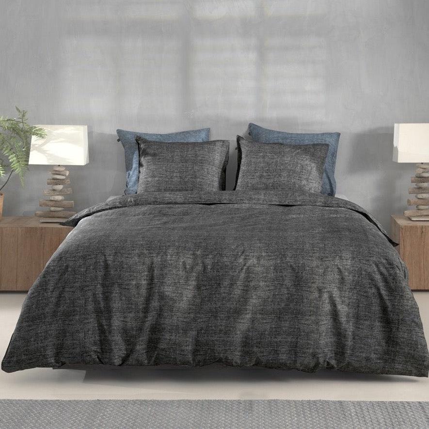 Zo Home dekbedovertrek Lino Midnight Black katoen