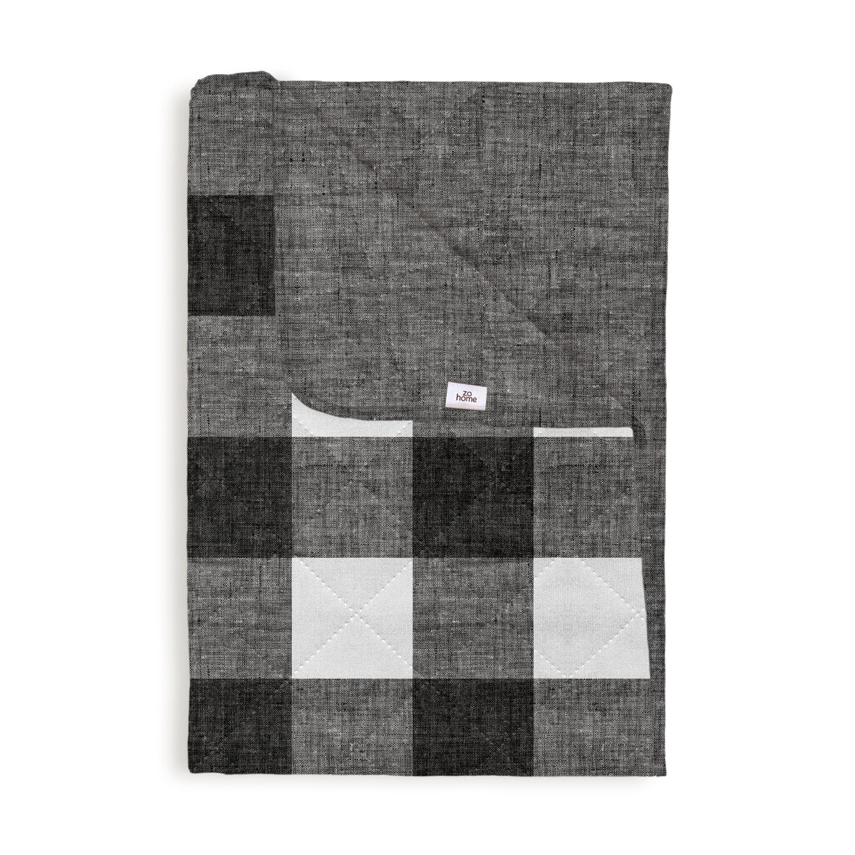 Zo Home bedsprei Quattro di Lino Dark Grey polyester