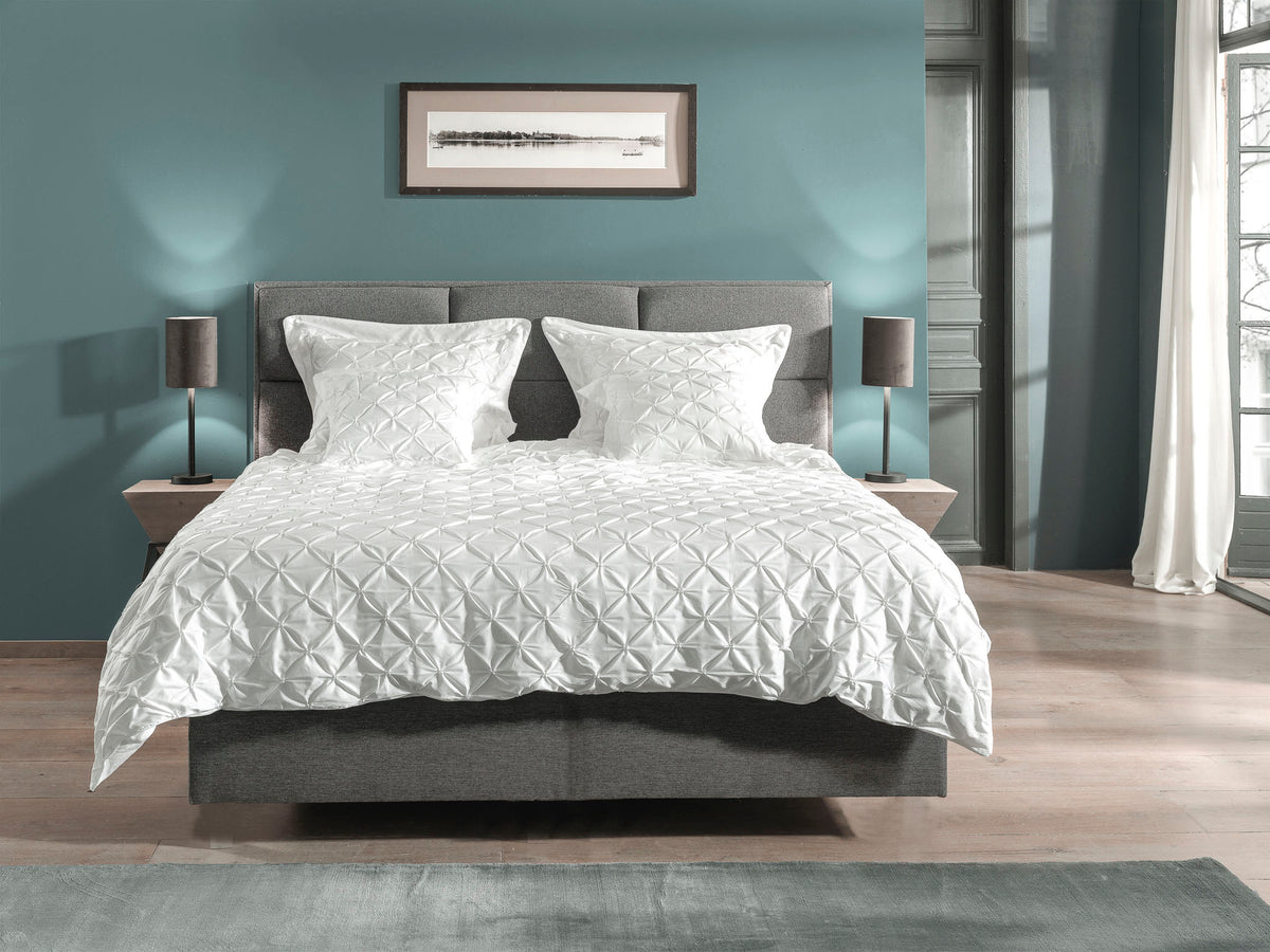 Yellow dekbedovertrek Como 4 White katoen percale