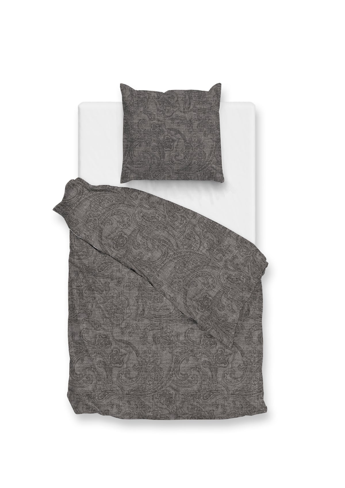 Zo Home dekbedovertrek Paisley Di Lino Dark Grey katoen