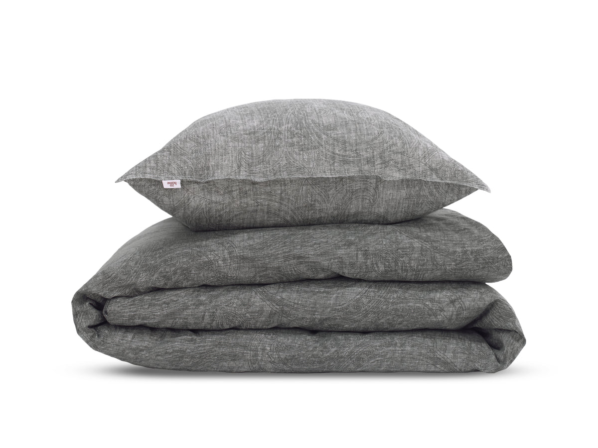 Zo Home dekbedovertrek Paisley Di Lino Dark Grey katoen