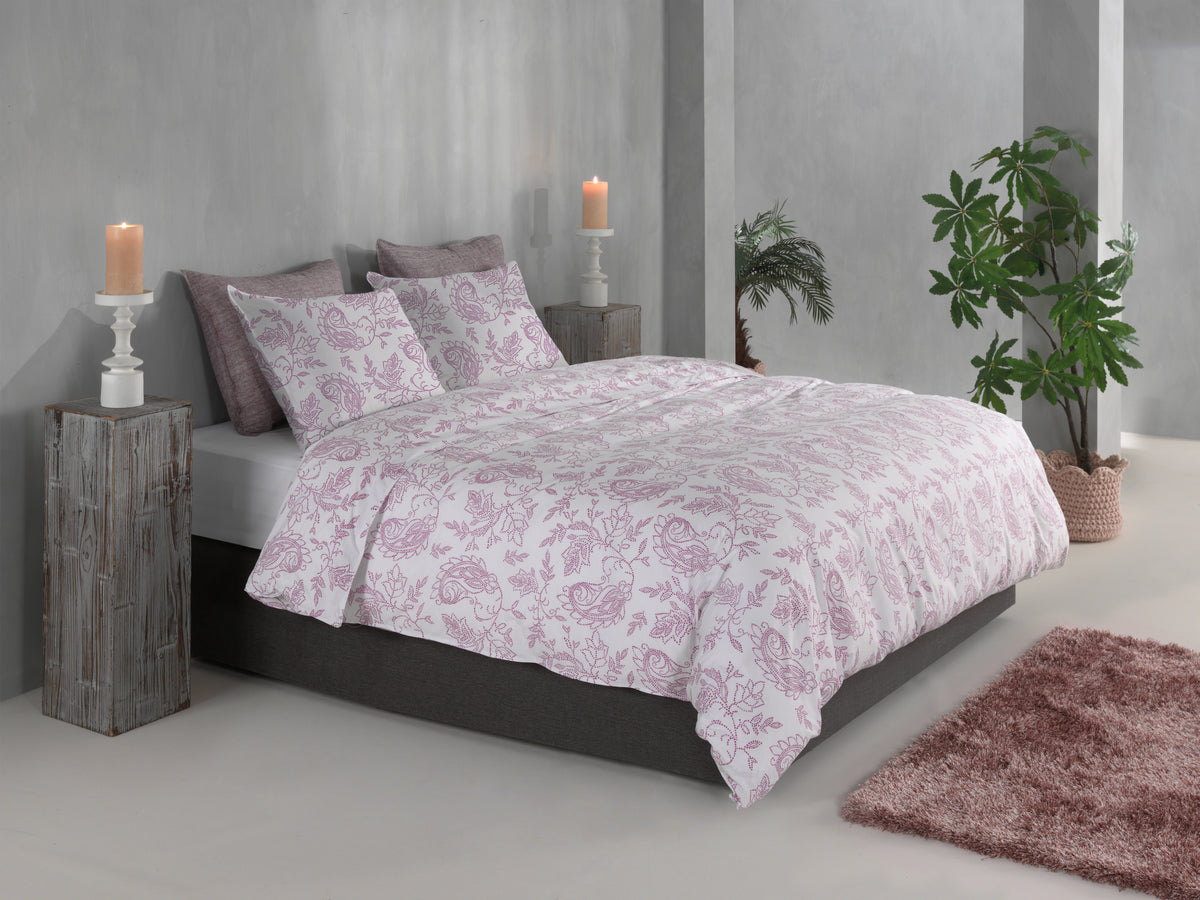 Zo Home dekbedovertrek Indiano Lilac Pink katoen percale