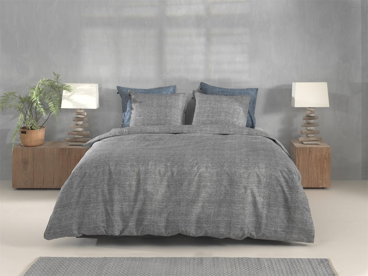 Zo Home dekbedovertrek Lino Dark Grey katoen