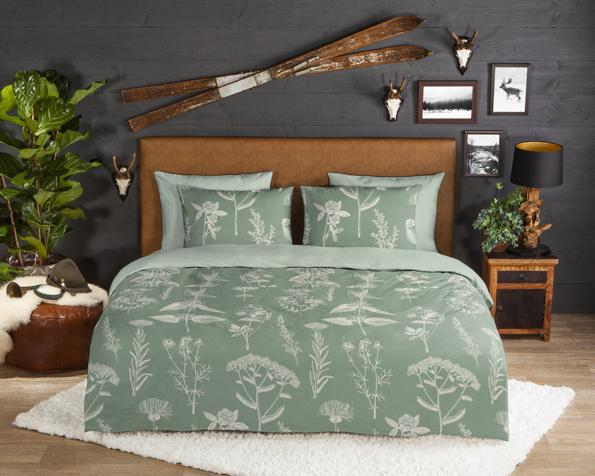 Bonjour Housse de couette flanelle Herbs - Vert