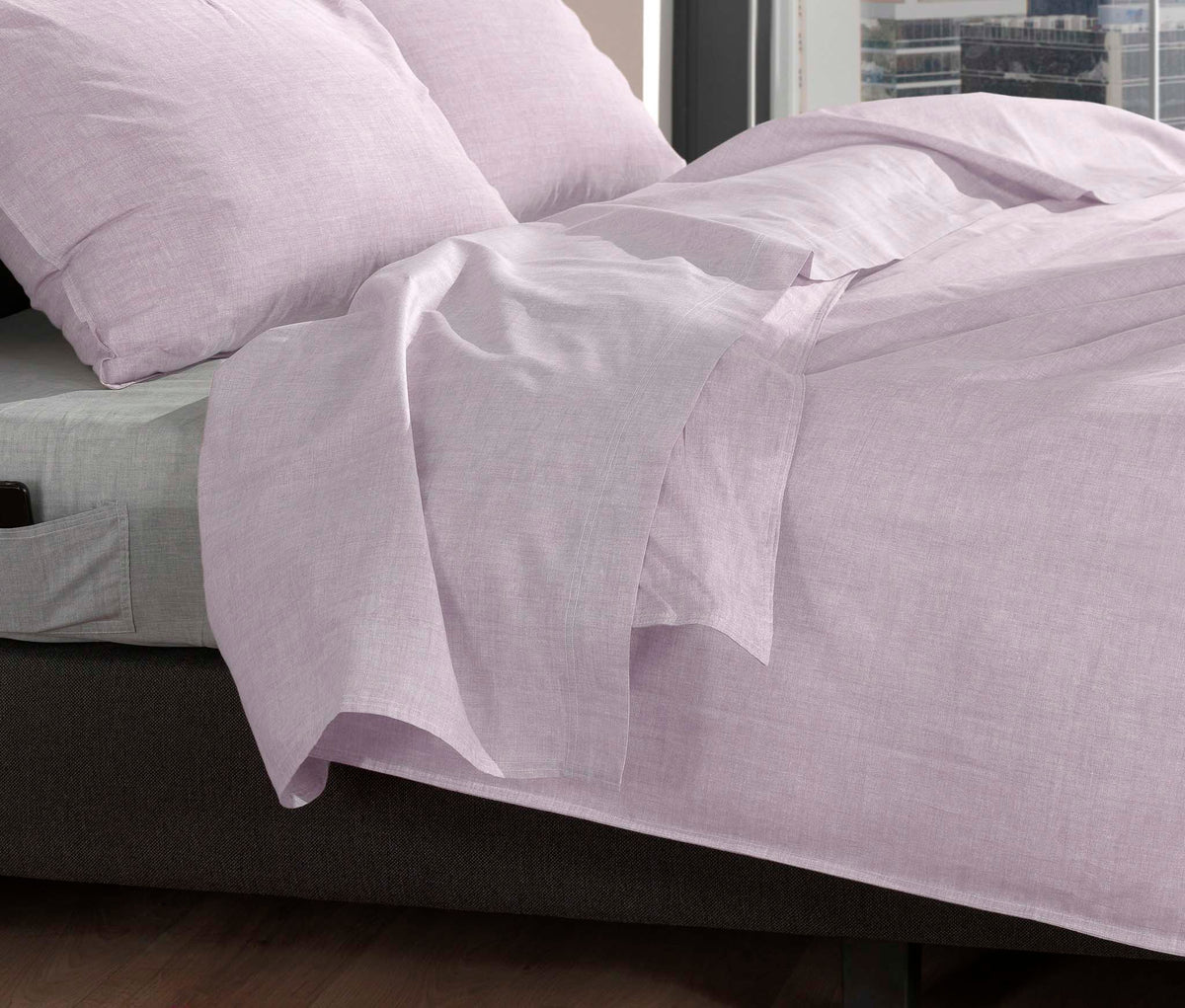Zo Home laken Lino Grey Lilac katoen