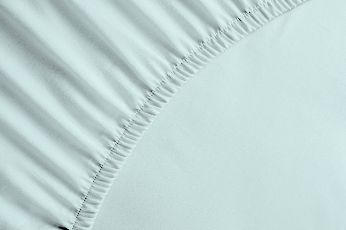Yellow hoeslaken Percale Whispering Blue katoen percale