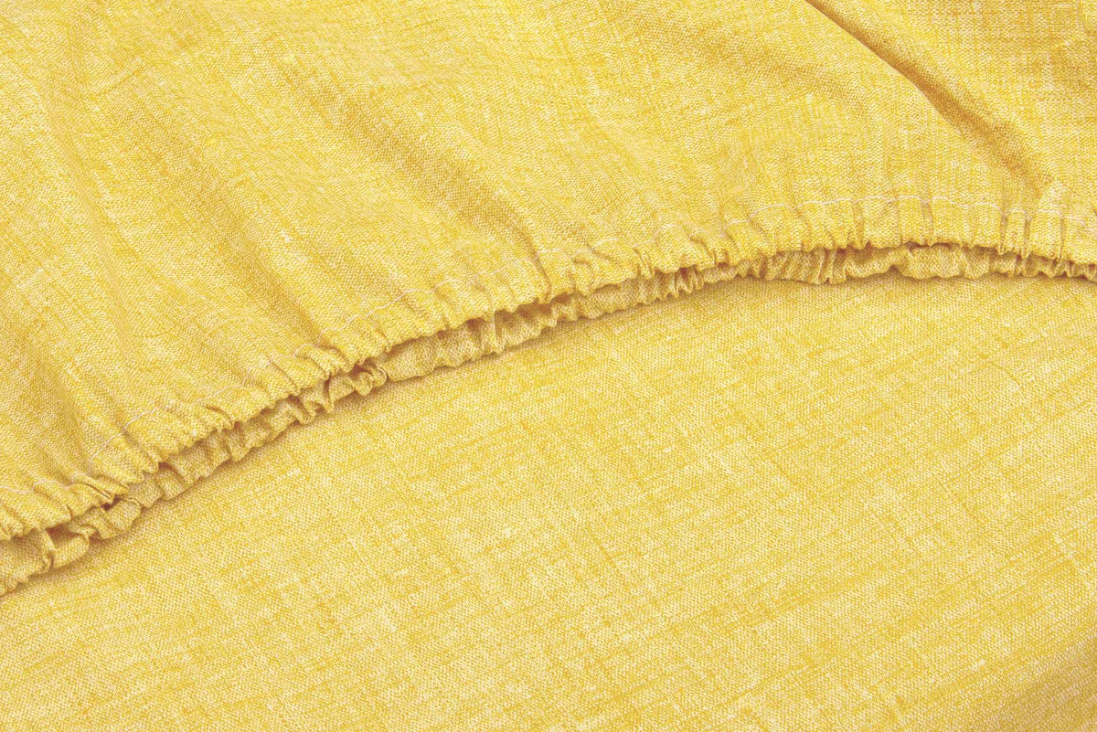Zo Home hoeslaken Lino Aspen Yellow katoen