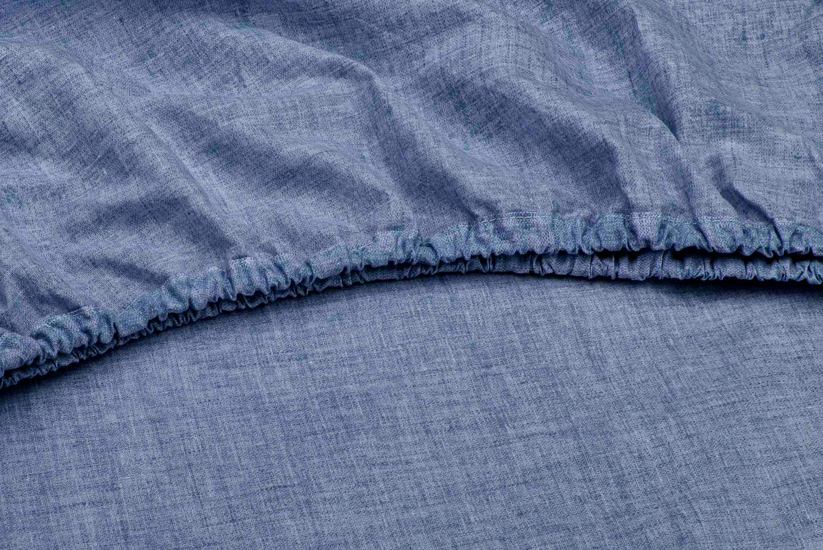 Zo Home hoeslaken Lino Bonnet Blue katoen