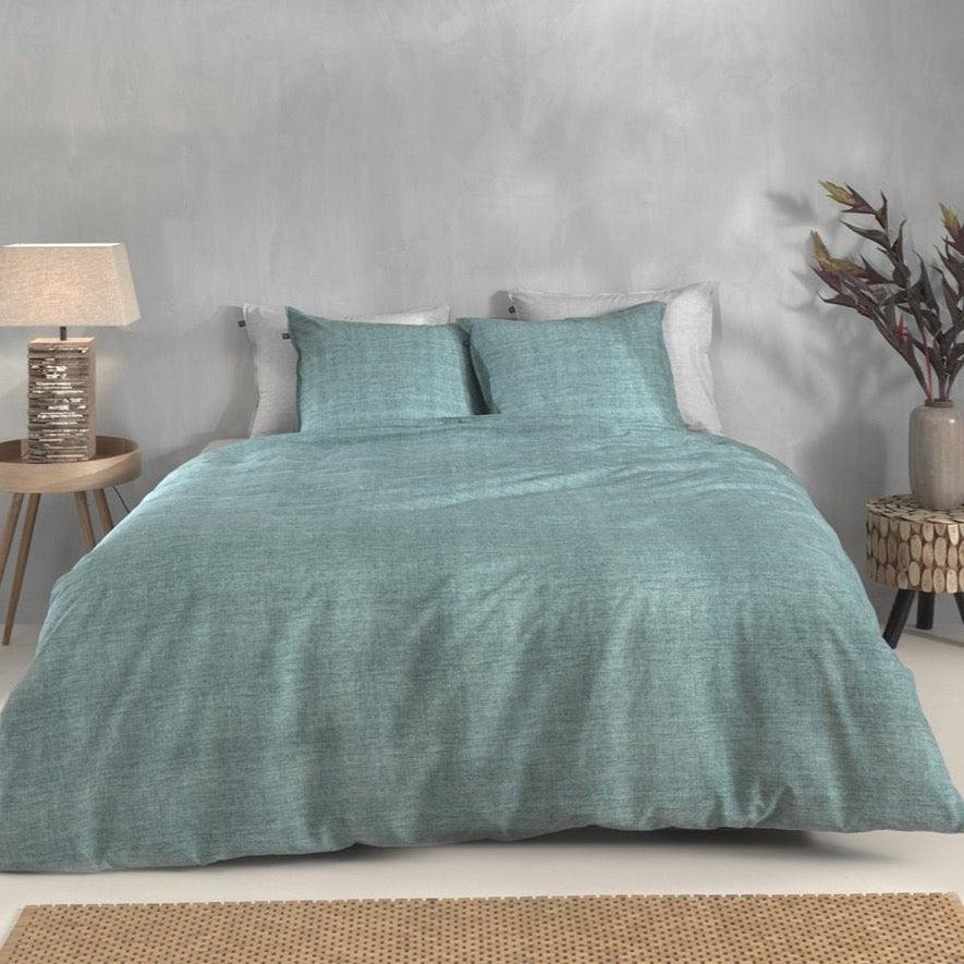 Zo Home dekbedovertrek Lino Emerald Green katoen