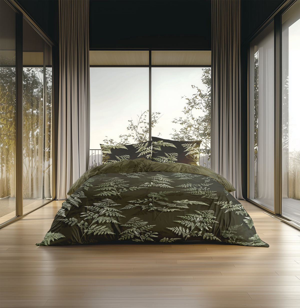 Heckettlane dekbedovertrek Rua Forest Green katoen-satijn