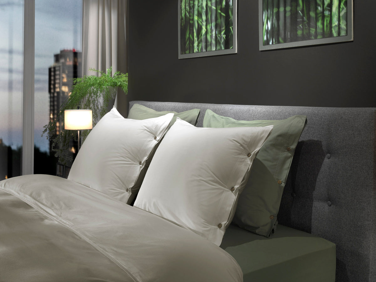Yellow dekbedovertrek Percale Tender Grey katoen percale