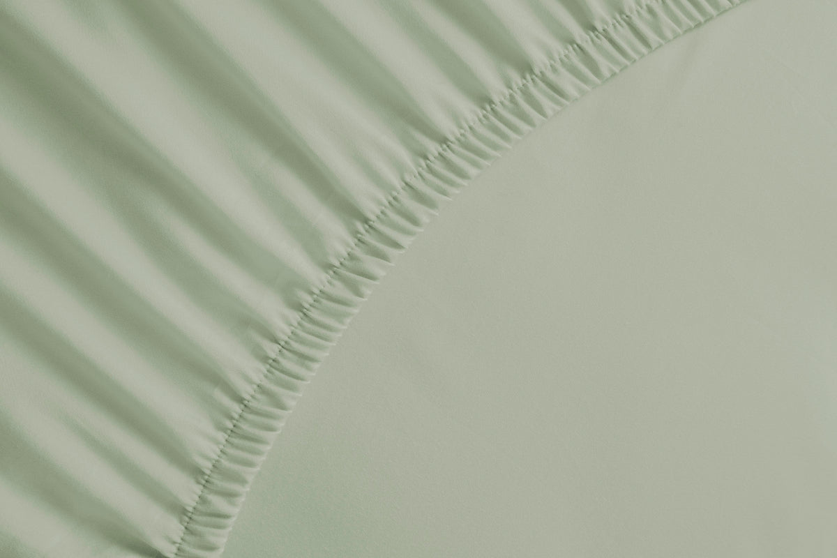 Yellow hoeslaken Percale Silent Green katoen percale