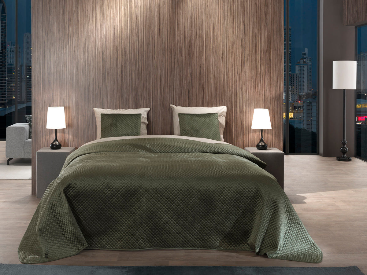 Yellow bedsprei Victoria Army Green polyester