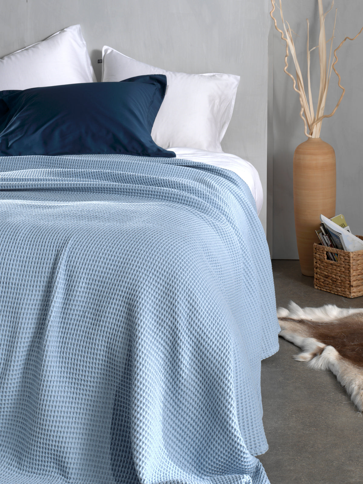 Heckettlane bedsprei Wafel Ice Blue katoen