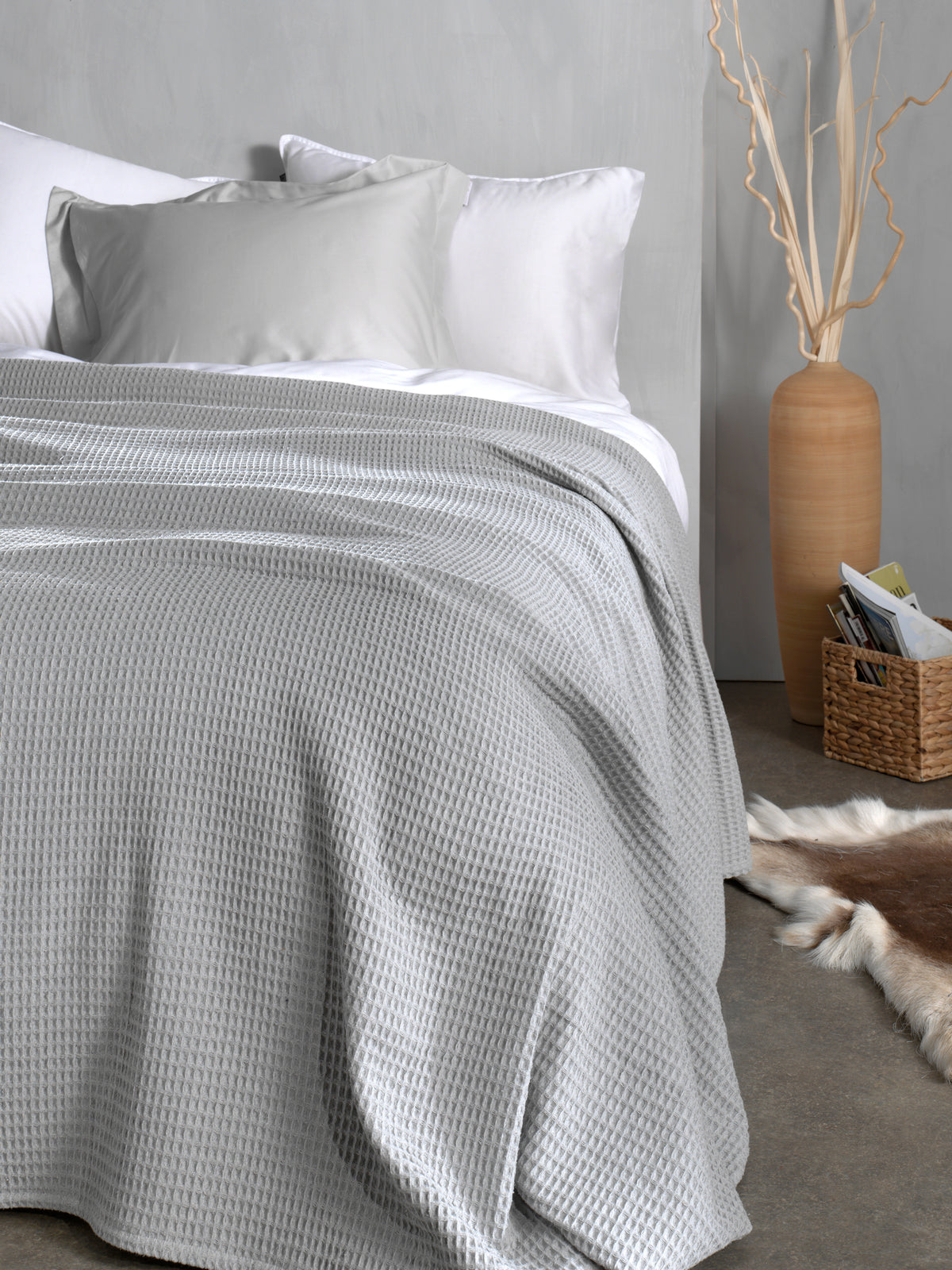 Heckettlane bedsprei Wafel Melange Grey katoen