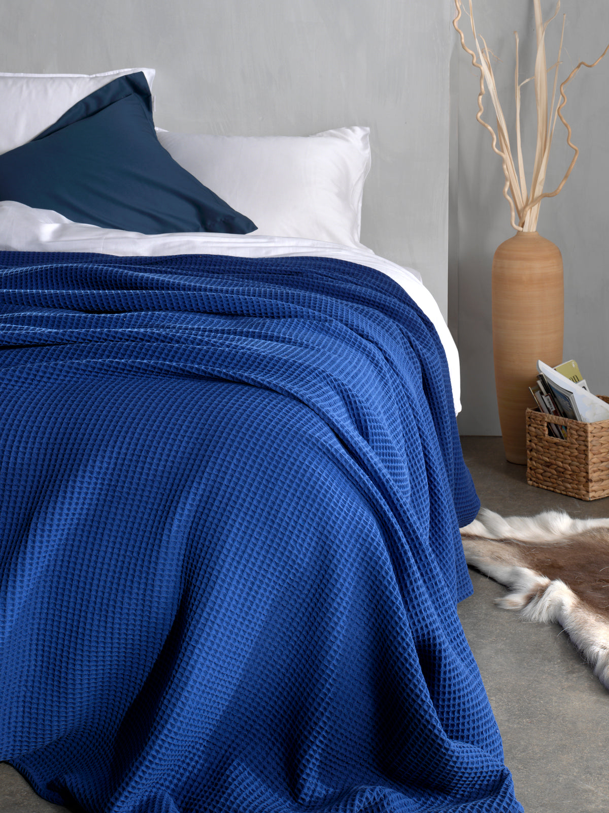 Heckettlane bedsprei Wafel Ink Blue katoen