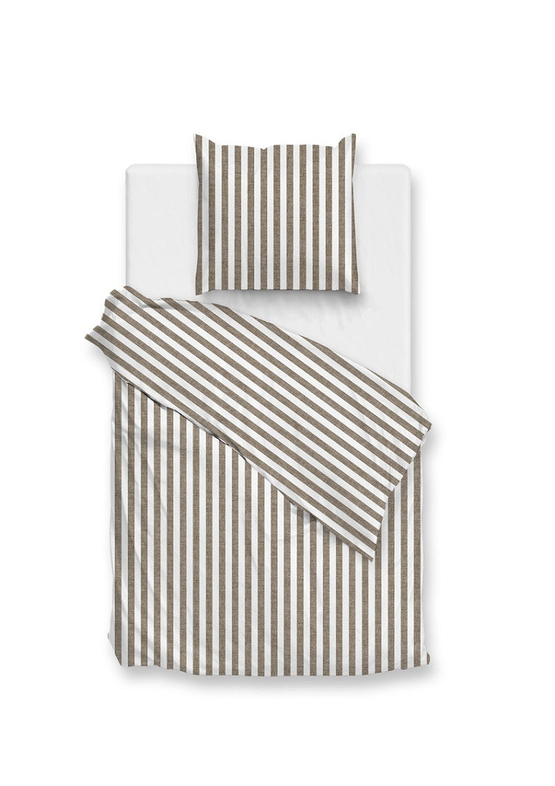 Zo Home dekbedovertrek katoen Banda di Lino Palm taupe #afmeting_140 x 200/220 cm + 1 kussensloop