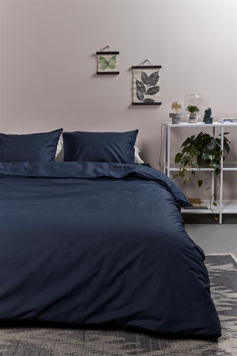 Ambiante dekbedovertrek katoen Cotton uni, Donker blauw