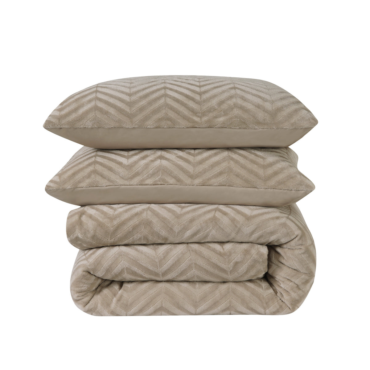 Sleeptime Dekbedovertrek Chevron Teddy Taupe