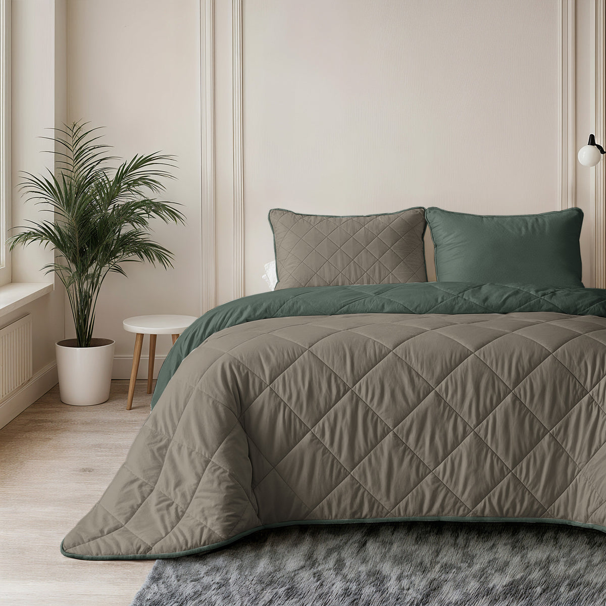 Sleeptime lazy dekbed Uni Groen/Taupe Grijs
