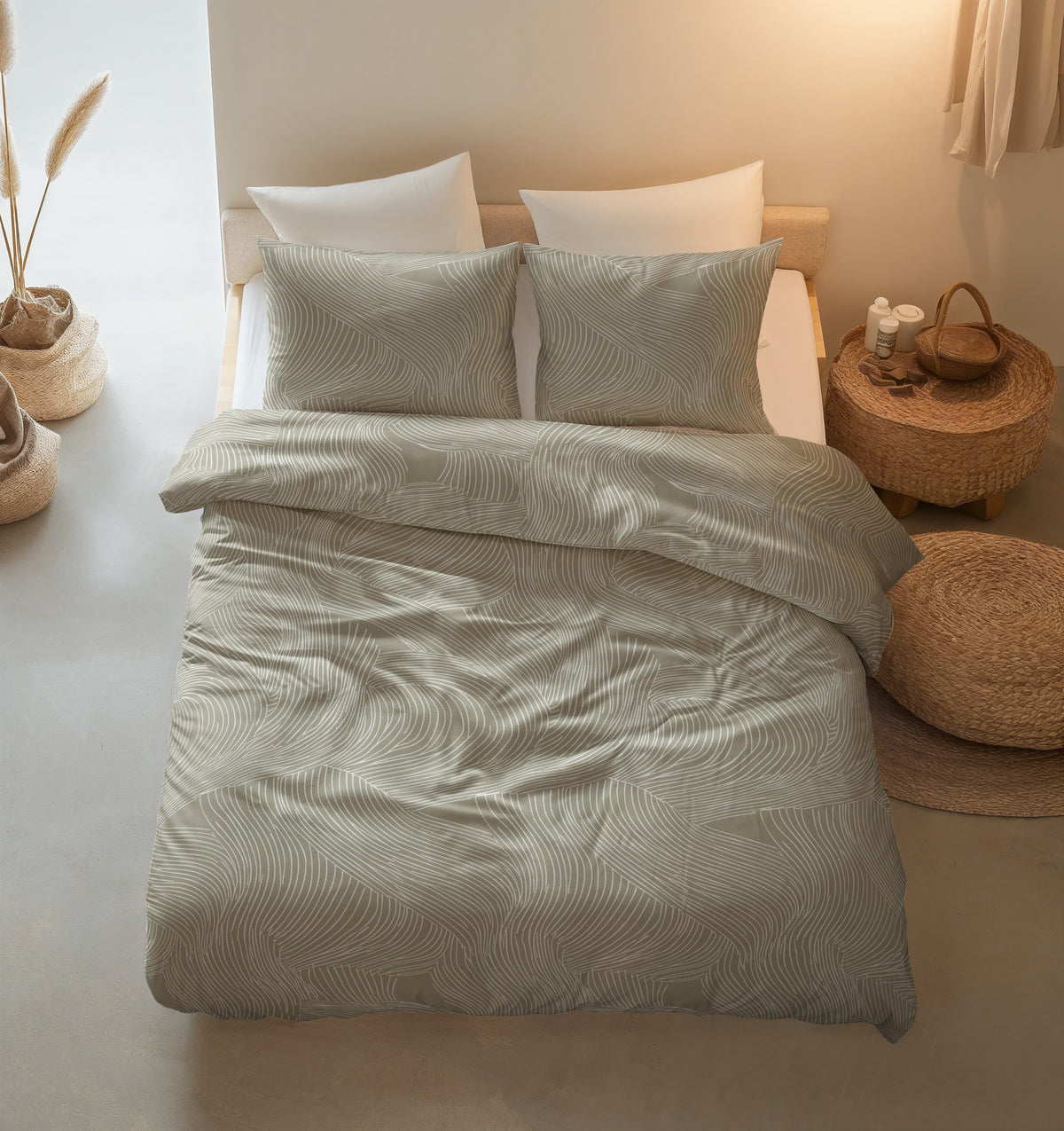 Sleeptime Dekbedovertrek Katoen Ripple Taupe