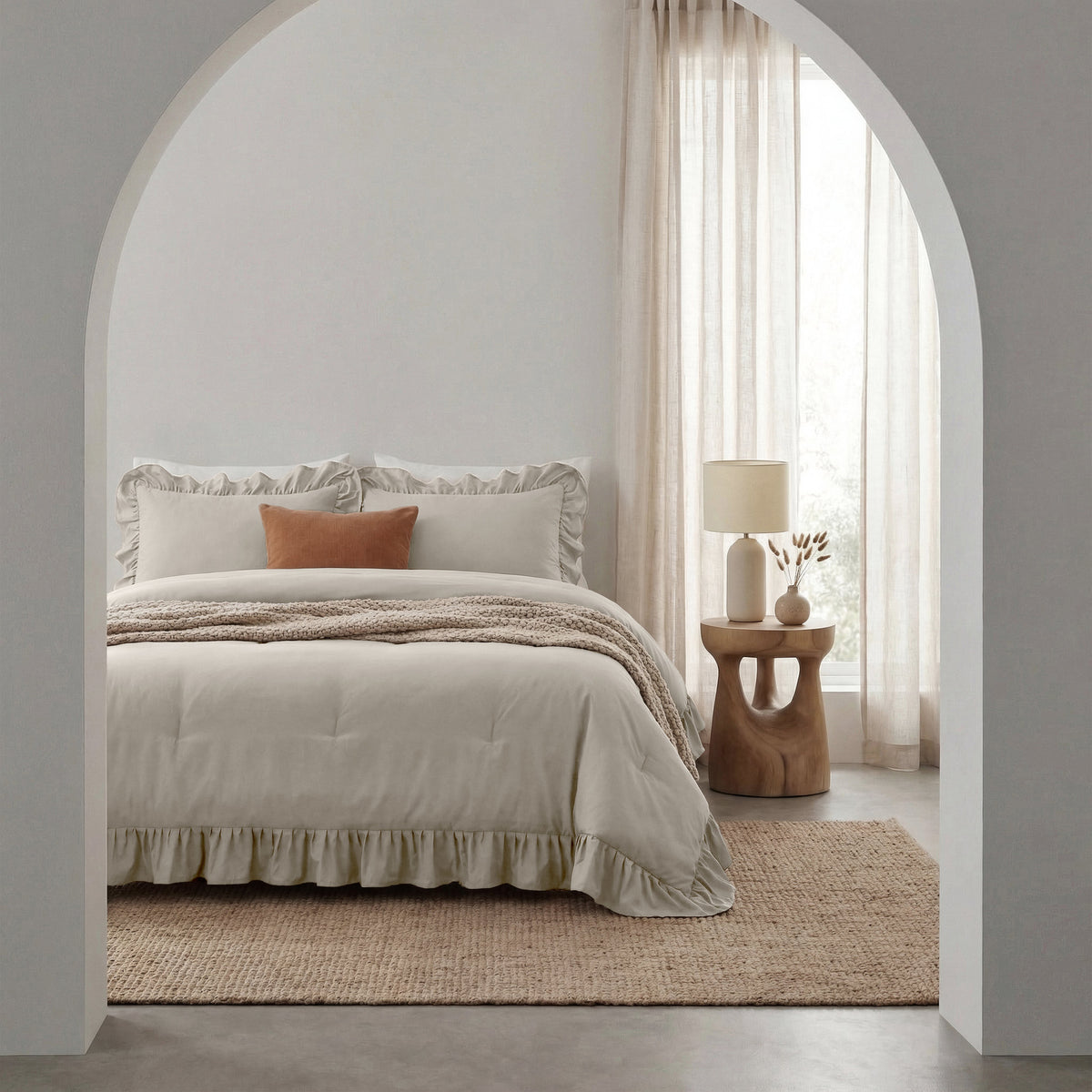 Sleeptime lazy dekbed Ruffles Taupe/Grijs